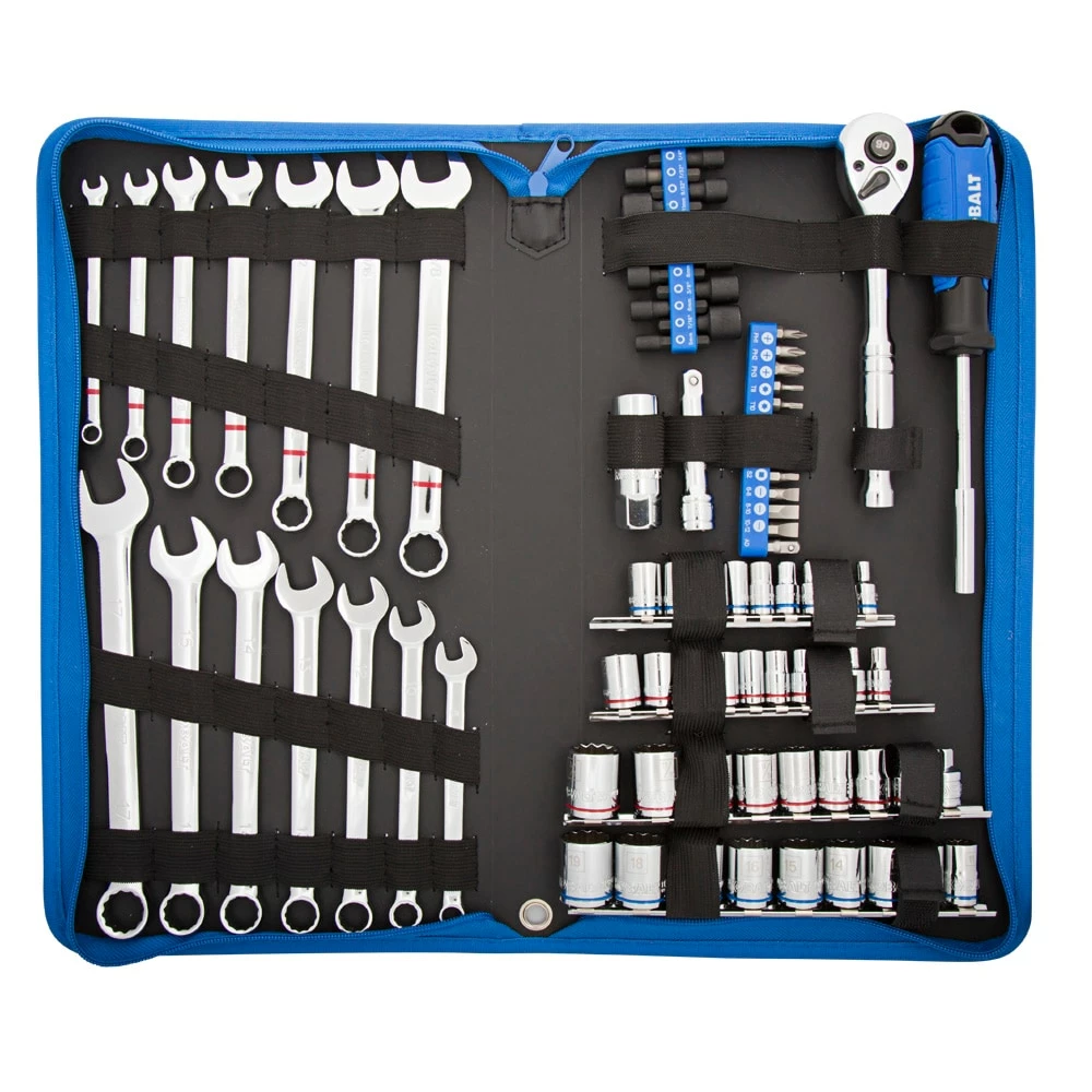Kobalt Mechanics Tool Sets 80-Piece Standard (SAE) and Metric Combination Polished Chrome Mechanics Tool Set (3/8-in) 3 Kobalt Mechanics Tool Sets 80-Piece Standard (SAE) and Metric Combination Polished Chrome Mechanics Tool Set (3/8-in) - Image 3