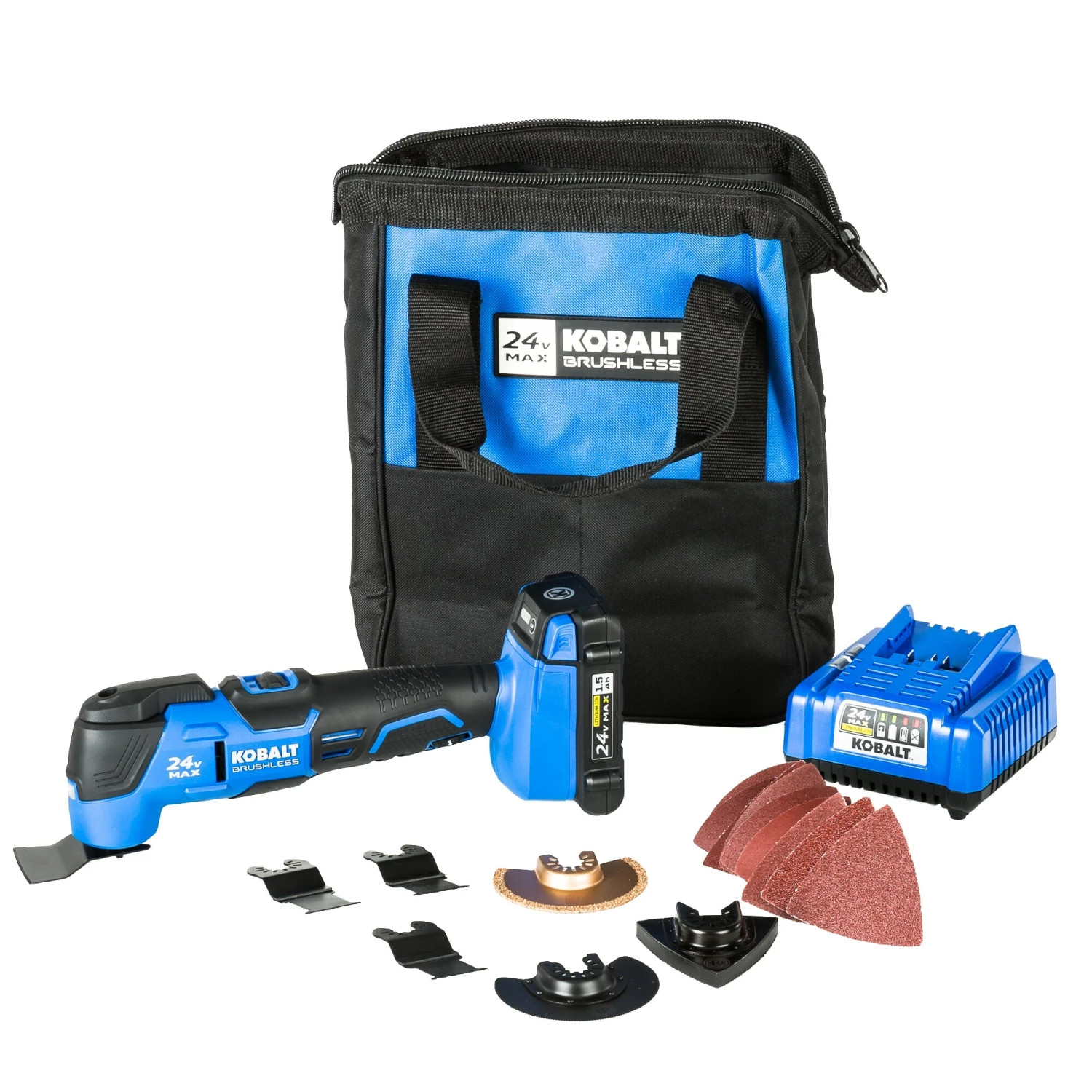 Kobalt Oscillating Tool Kits 21-Piece Cordless Brushless 24-volt Variable Speed Oscillating Multi-Tool Kit with Soft Case (1-Battery Included) 2 Kobalt Oscillating Tool Kits 21-Piece Cordless Brushless 24-volt Variable Speed Oscillating Multi-Tool Kit with Soft Case (1-Battery Included) - Image 2
