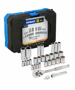 Kobalt Mechanics Tool Sets 30-Piece Standard (SAE) and Metric Combination Polished Chrome Mechanics Tool Set (3/8-in;)