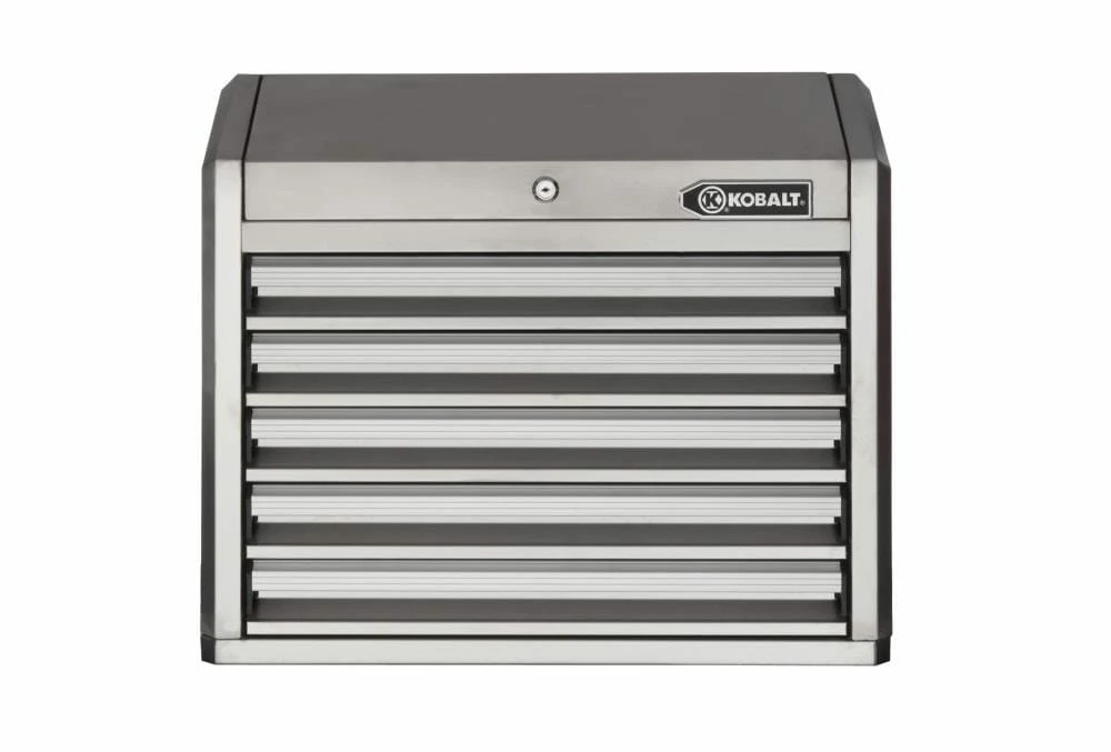 Kobalt Top Tool Chests 3000 Series 27-in W x 23.2-in H 5-Drawer Stainless Steel Tool Chest (Stainless Steel) 1 Kobalt Top Tool Chests 3000 Series 27-in W x 23.2-in H 5-Drawer Stainless Steel Tool Chest (Stainless Steel)