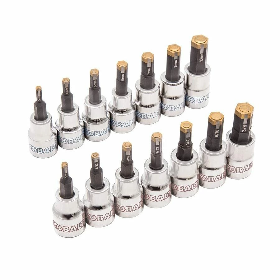 Kobalt Driver Sockets & Sets 14-Piece 3/8-in Drive Set Hex Bit Standard (SAE) and Metric Combination Driver Socket Set 1 Kobalt Driver Sockets & Sets 14-Piece 3/8-in Drive Set Hex Bit Standard (SAE) and Metric Combination Driver Socket Set