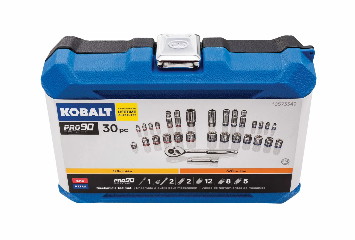Kobalt Mechanics Tool Sets 30-Piece Standard (SAE) and Metric Combination Polished Chrome Mechanics Tool Set (3/8-in;) 8 Kobalt Mechanics Tool Sets 30-Piece Standard (SAE) and Metric Combination Polished Chrome Mechanics Tool Set (3/8-in;) - Image 8