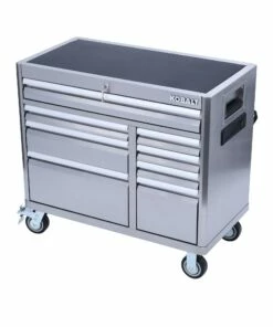 Kobalt Bottom Tool Cabinets 3000 Series 41-in W x 37.5-in H 8-Drawer Stainless Steel Rolling Tool Cabinet (Stainless Steel) -Kobalt Shop 11561542