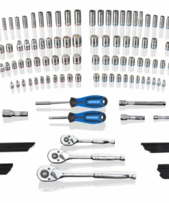 Kobalt Mechanics Tool Sets 232-Piece Standard (SAE) and Metric Combination Polished Chrome Mechanics Tool Set (1/4-in; 3/8-in; 1/2-in;) -Kobalt Shop 16663705 scaled