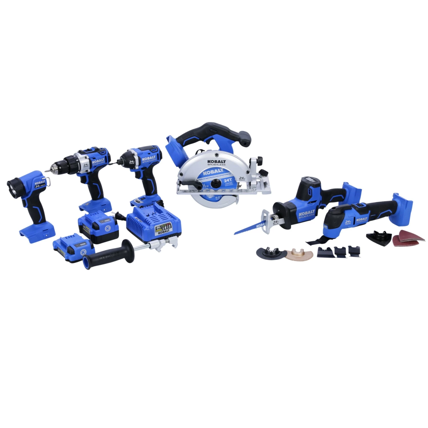 Kobalt Power Tool Combo Kits Kobalt 24V max 6-Tool 24-Volt Max Brushless Power Tool Combo Kit Case (2-Batteries Included and Charger Included) 3 Kobalt Power Tool Combo Kits Kobalt 24V max 6-Tool 24-Volt Max Brushless Power Tool Combo Kit Case (2-Batteries Included and Charger Included) - Image 3