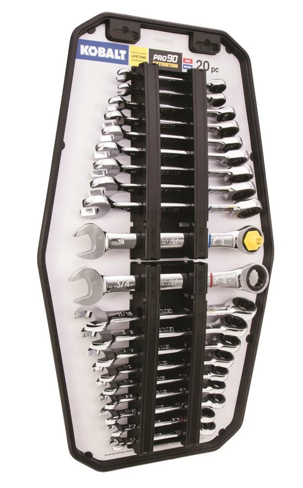 Kobalt Ratchet Wrenches & Sets In Tray with Removable Rails 20-Piece Set 12-Point Standard (SAE) and Metric Combination Ratchet Wrench Set 4 Kobalt Ratchet Wrenches & Sets In Tray with Removable Rails 20-Piece Set 12-Point Standard (SAE) and Metric Combination Ratchet Wrench Set - Image 4