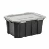 Kobalt Plastic Storage Totes X-large 24-Gallon (96-Quart) Grey Heavy Duty Tote with Latching Lid