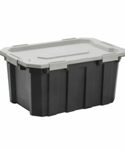 Kobalt Plastic Storage Totes X-large 24-Gallon (96-Quart) Grey Heavy Duty Tote with Latching Lid