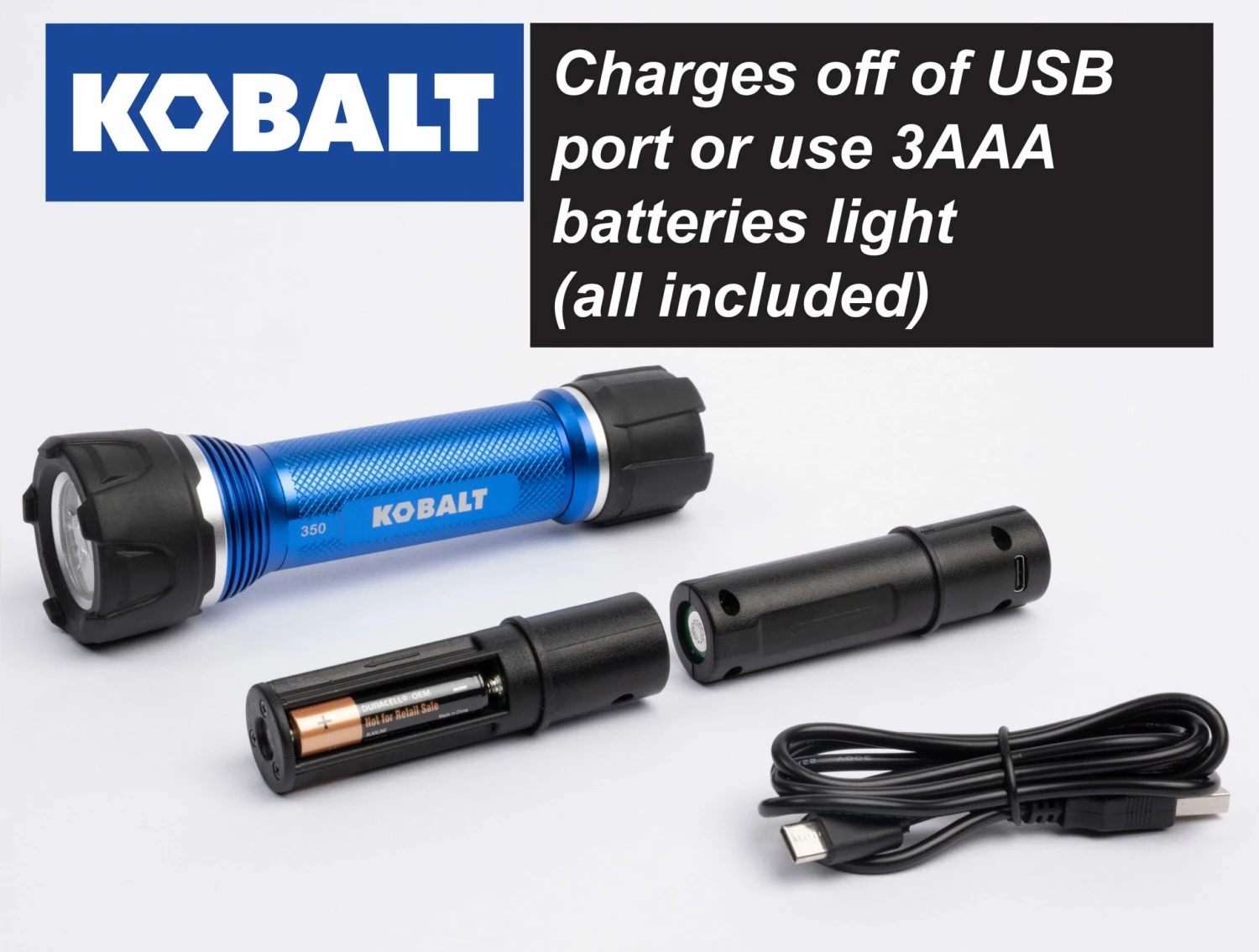 Kobalt Flashlights 350-Lumen LED Rechargeable Flashlight 4 Kobalt Flashlights 350-Lumen LED Rechargeable Flashlight - Image 4